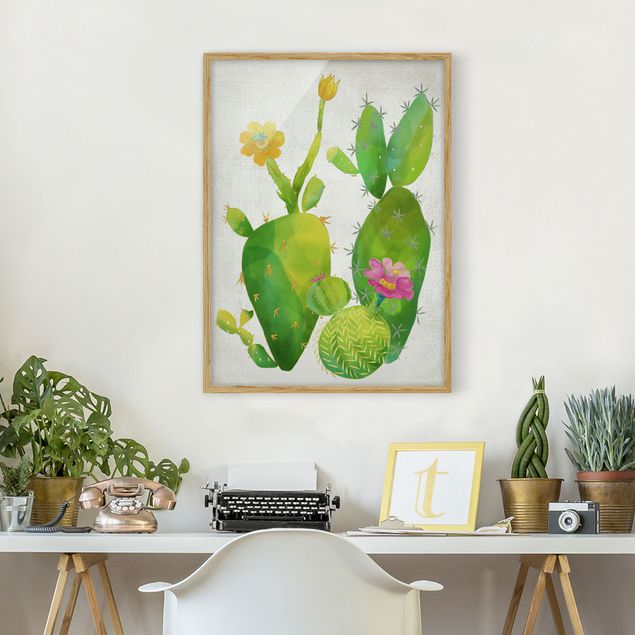 Ingelijste posters Cactus Family In Pink And Yellow