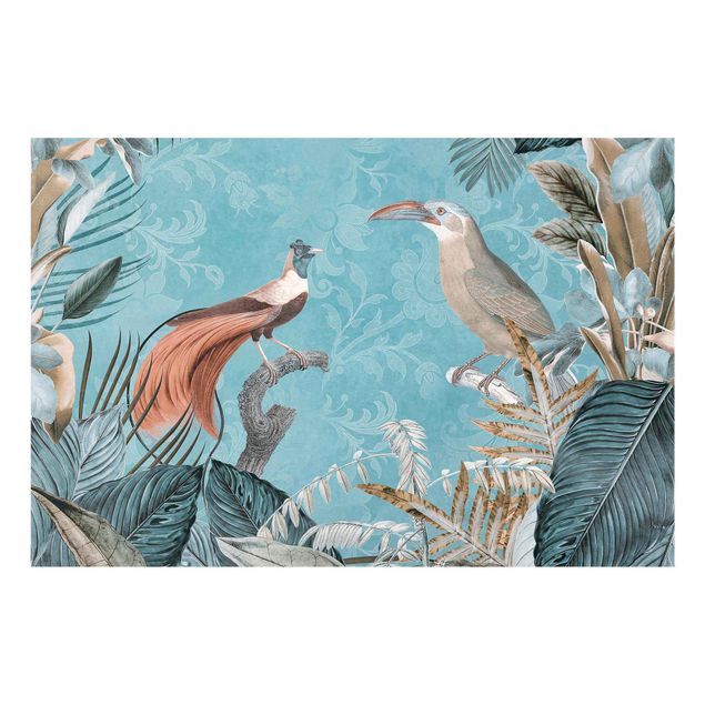 Glasschilderijen Vintage Collage - Birds Of Paradise