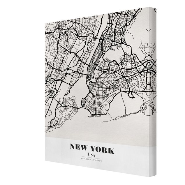 Canvas schilderijen New York City Map - Classic