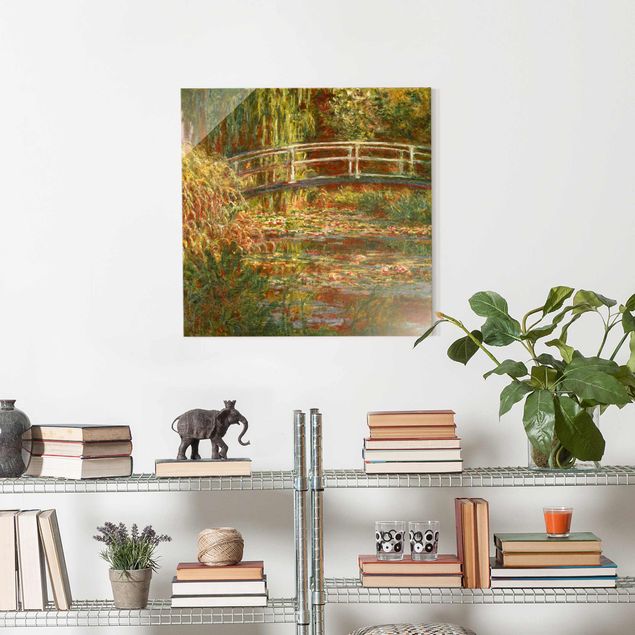 Magnettafel Glas Claude Monet - Waterlily Pond And Japanese Bridge (Harmony In Pink)