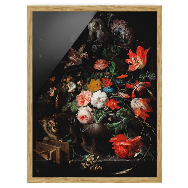 Ingelijste posters Abraham Mignon - The Overturned Bouquet