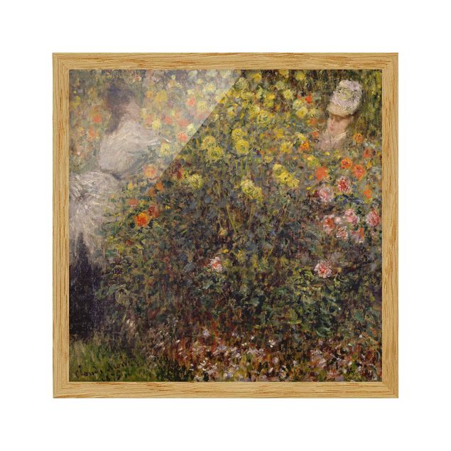 Ingelijste posters Claude Monet - Two Ladies in the Flower Garden