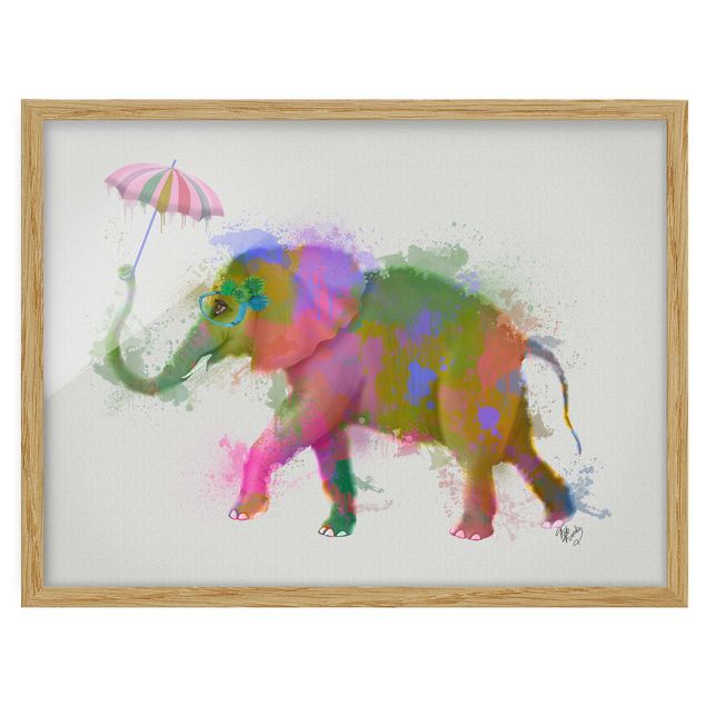 Ingelijste posters Rainbow Splash Elephant
