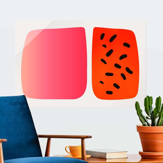 Glas Magnetboard Abstract Shapes - Melon And Pink