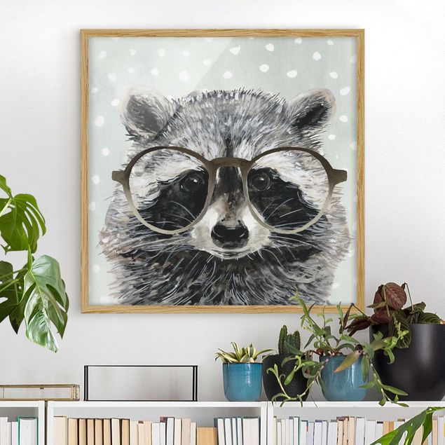 Ingelijste posters Animals With Glasses - Raccoon