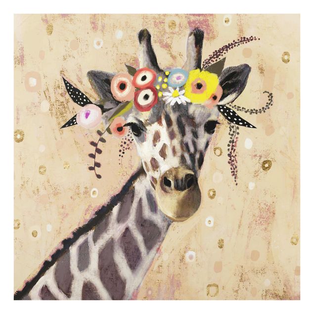 Glasschilderijen Klimt Giraffe