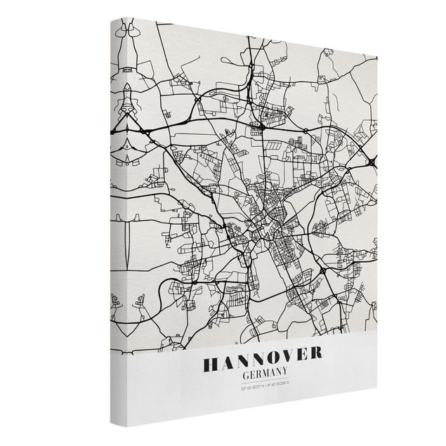 Canvas schilderijen Hannover City Map - Classic