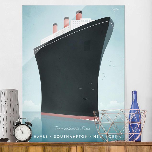 Glas Magnetboard Travel Poster - Cruise Ship