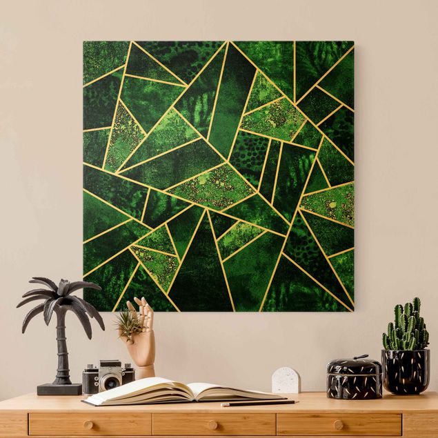 Canvas schilderijen Dark Emerald With Gold