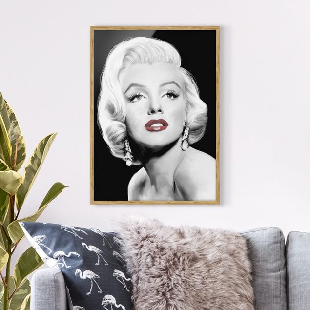 Ingelijste posters Marilyn With Earrings