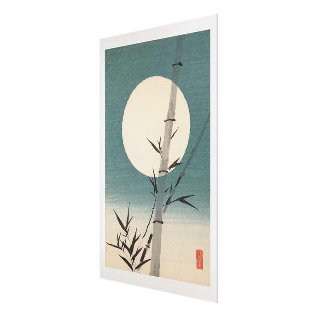 Glasschilderijen Japanese Drawing Bamboo And Moon