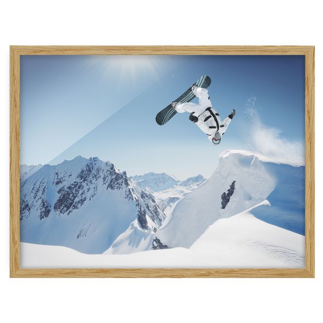 Ingelijste posters Flying Snowboarder
