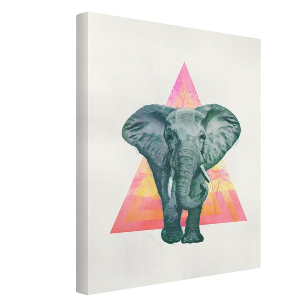 Canvas schilderijen Illustration Elephant Front Triangle Painting