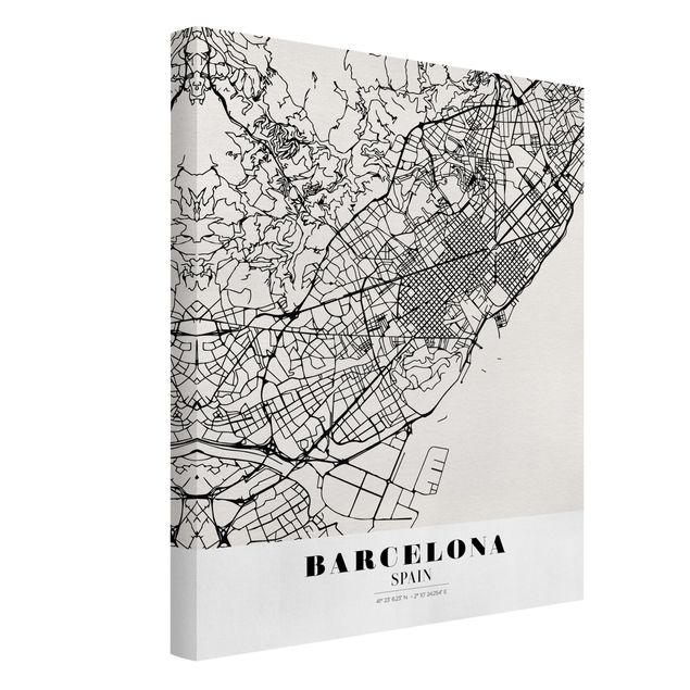 Canvas schilderijen Barcelona City Map - Classic