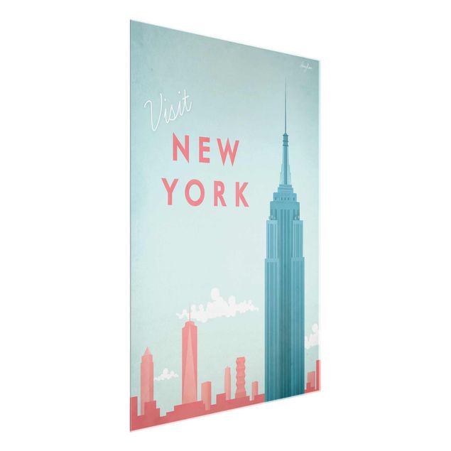 Glasschilderijen Travel Poster - New York