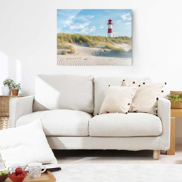 Glasschilderijen Lighthouse At The North Sea