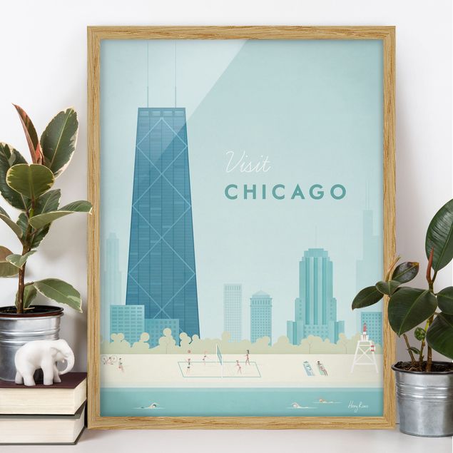 Ingelijste posters Travel Poster - Chicago