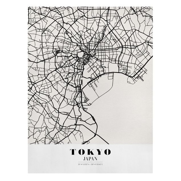 Canvas schilderijen Tokyo City Map - Classic