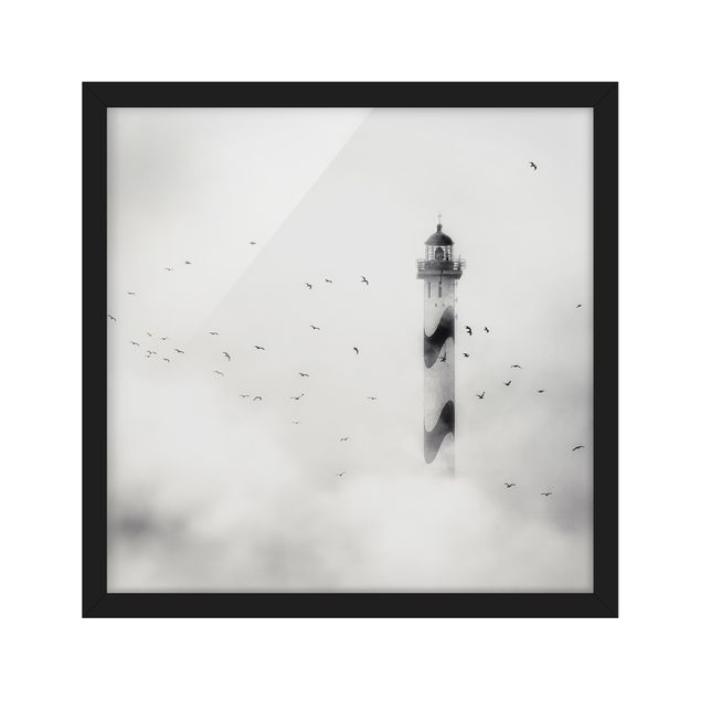 Ingelijste posters Lighthouse In The Fog