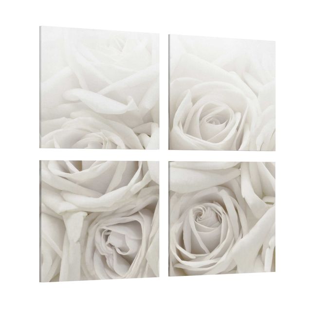 Canvas schilderijen - 4-delig White Roses