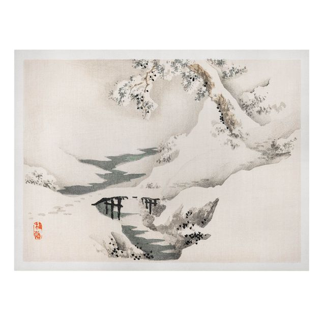 Canvas schilderijen Asian Vintage Drawing Winter Landscape