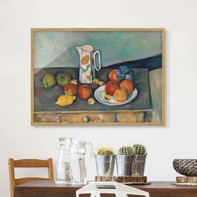 Ingelijste posters Paul Cézanne - Still Life With Milk Jug And Fruit