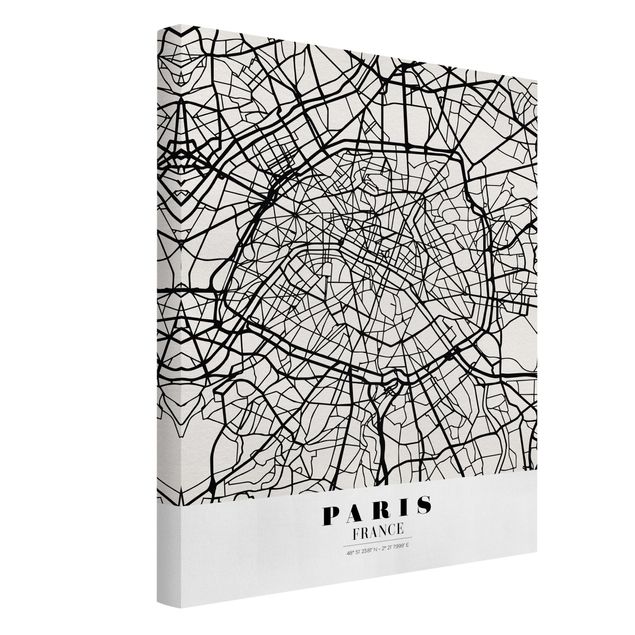 Canvas schilderijen Paris City Map - Classic