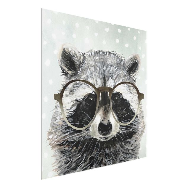 Glasschilderijen Animals With Glasses - Raccoon