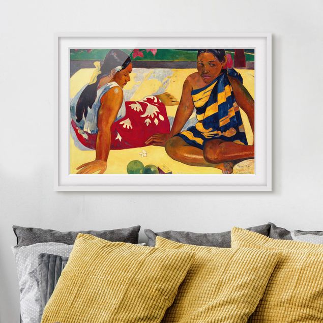 Ingelijste posters Paul Gauguin - Parau Api (Two Women Of Tahiti)