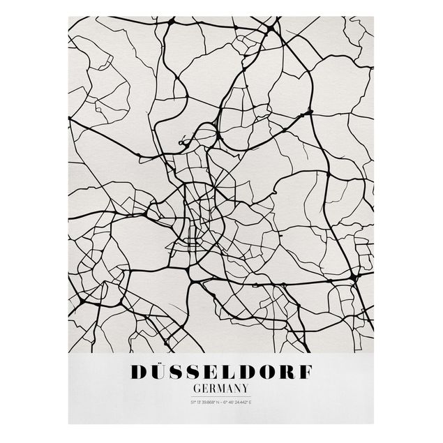 Canvas schilderijen Dusseldorf City Map - Classic