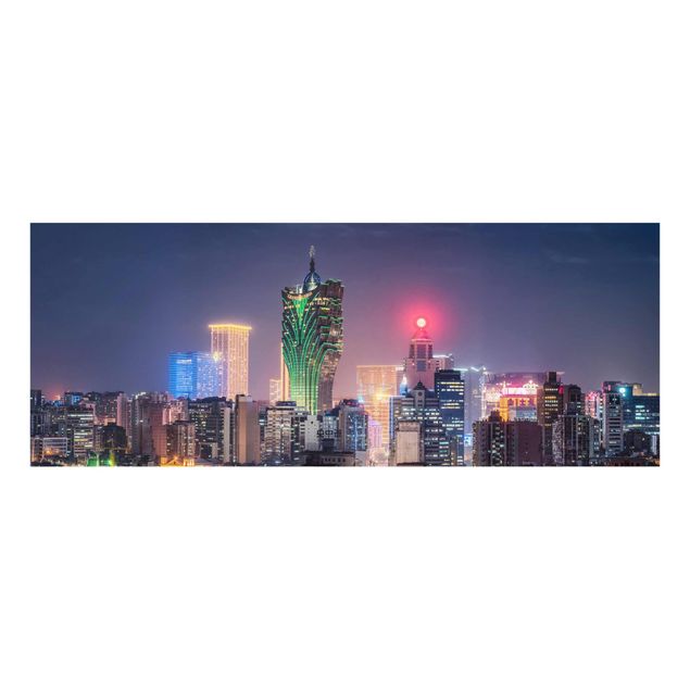 Glasschilderijen Illuminated Night In Macao