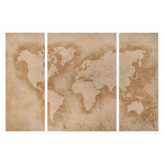 Canvas schilderijen - 3-delig Antique World Map