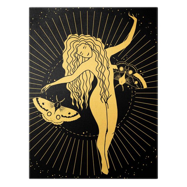 Canvas schilderijen - Goud Illustration Star Dancer And Moth
