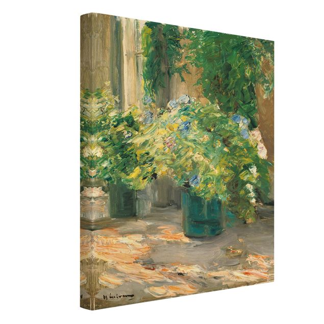 Canvas schilderijen Max Liebermann - Flower Pots In Front Of The House