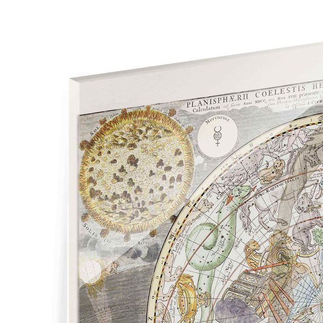 Glasschilderijen Vintage Ancient Star Map