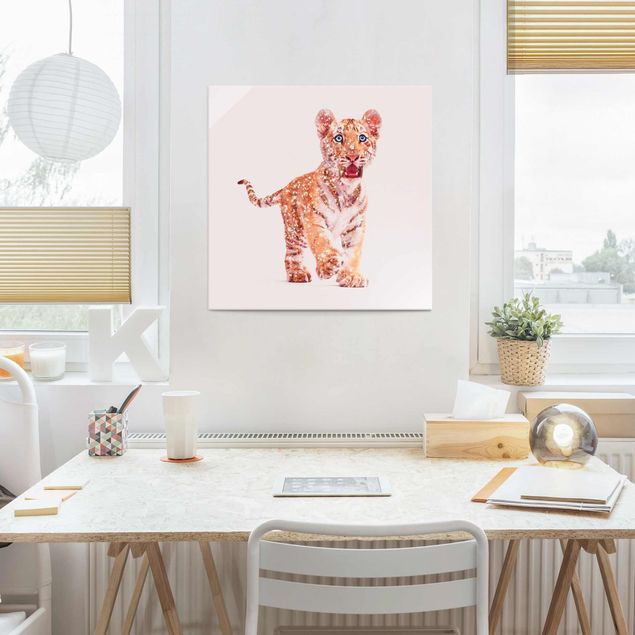 Glasschilderijen Tiger With Glitter