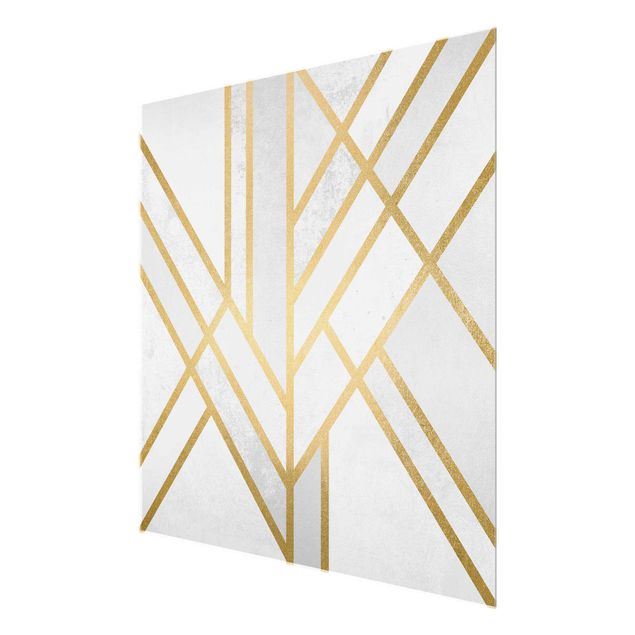 Glasschilderijen Art Deco Geometry White Gold