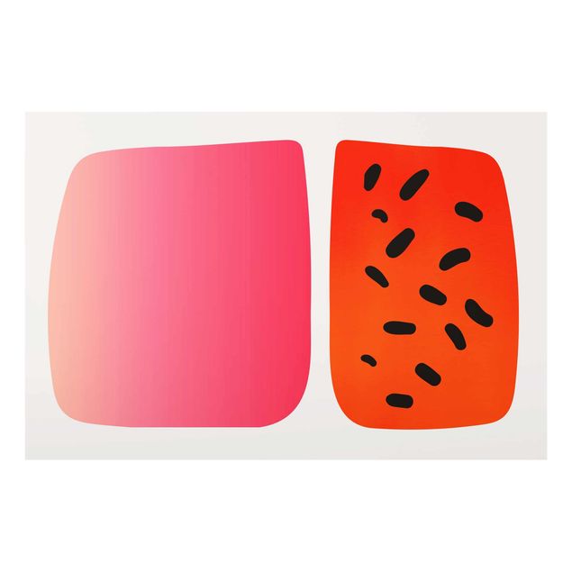 Glasschilderijen Abstract Shapes - Melon And Pink