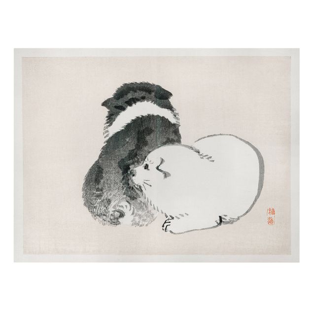 Canvas schilderijen Asian Vintage Drawing Black And White Pooch