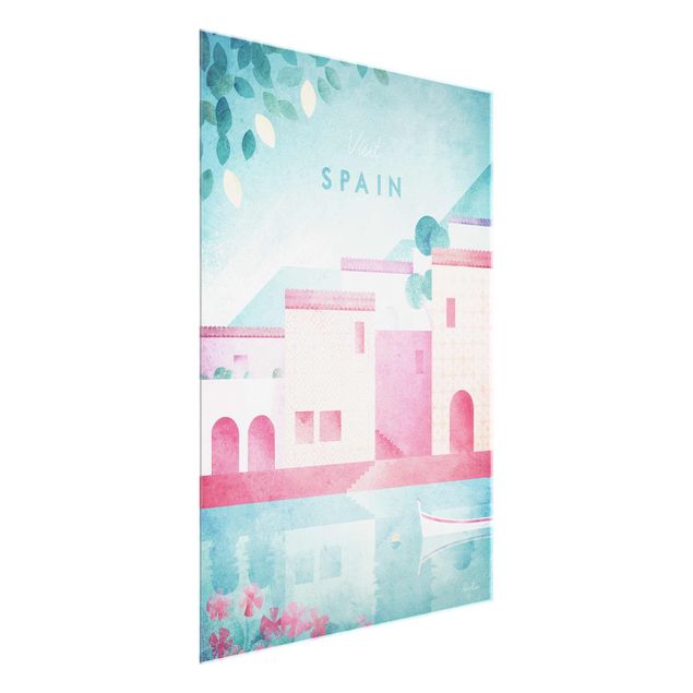 Glasschilderijen Travel Poster - Spain