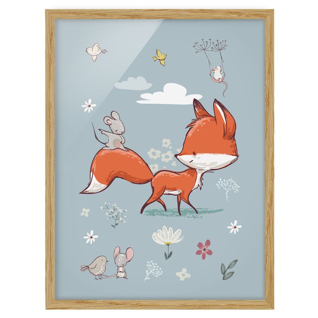 Ingelijste posters Fox And Mouse On The Move