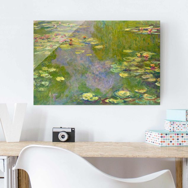 Glasschilderijen Claude Monet - Green Waterlilies