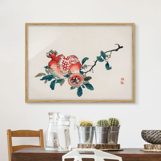 Ingelijste posters Asian Vintage Drawing Pomegranate