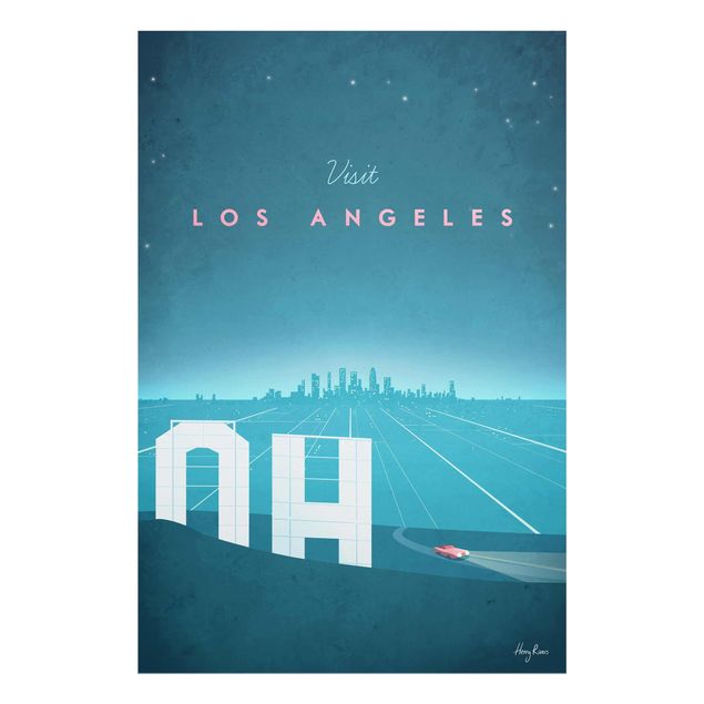 Glasschilderijen Travel Poster - Los Angeles