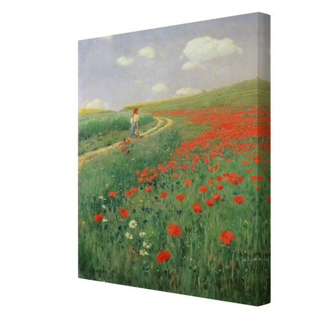 Canvas schilderijen Pál Szinyei-Merse - Summer Landscape With A Blossoming Poppy