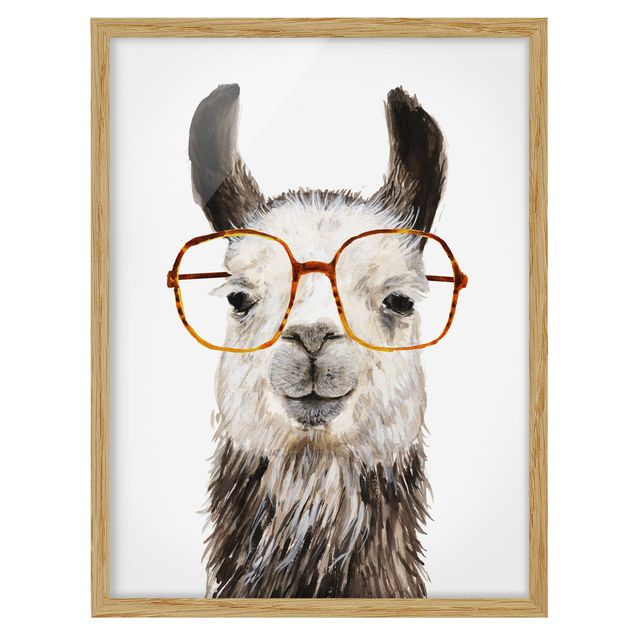 Ingelijste posters Hip Lama With Glasses IV