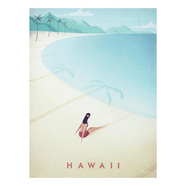 Glasschilderijen Travel Poster - Hawaii