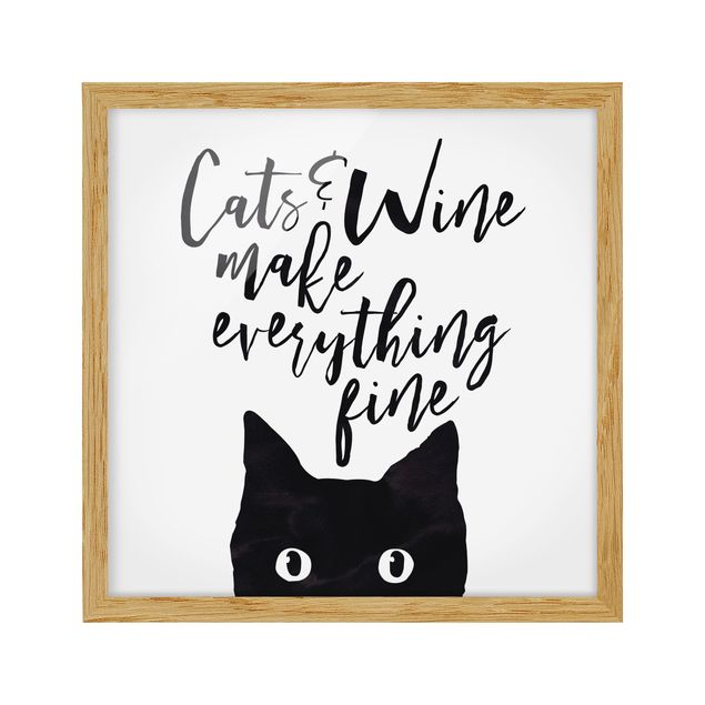 Ingelijste posters Cats And Wine make Everything Fine