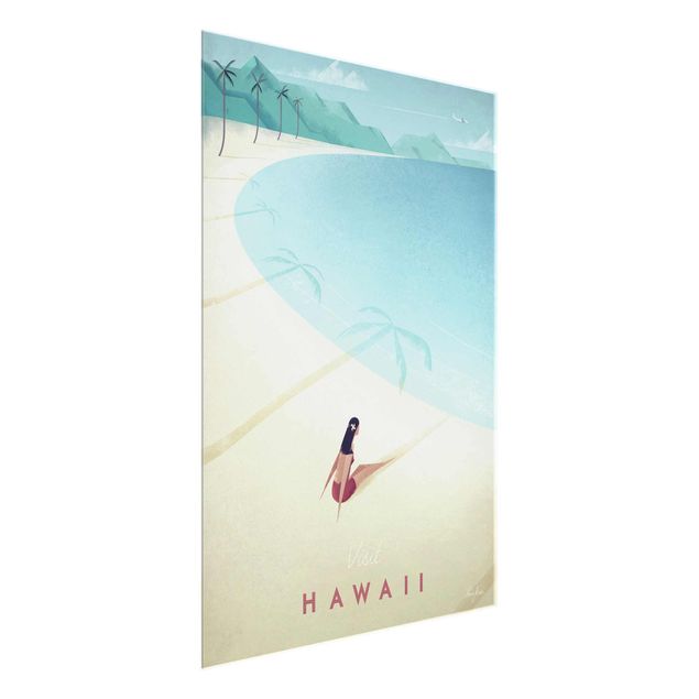 Glasschilderijen Travel Poster - Hawaii