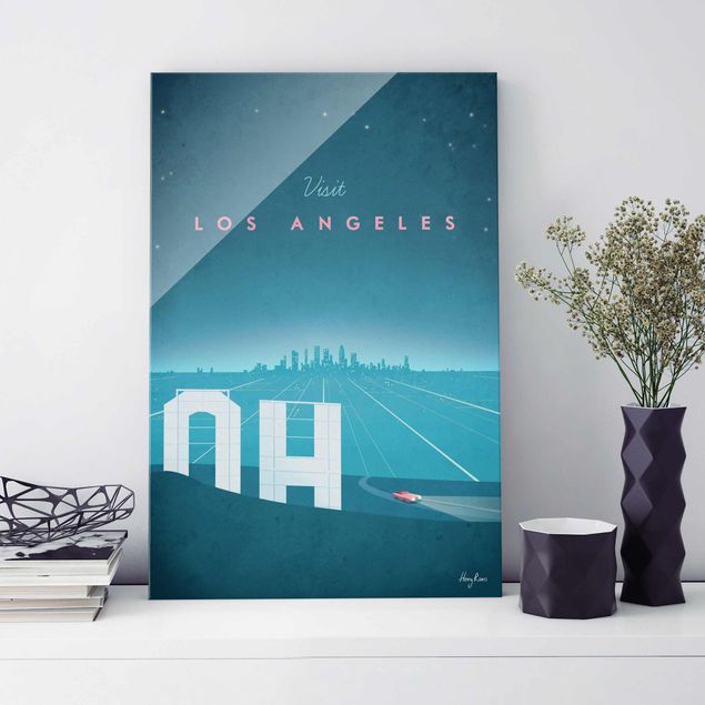 Glas Magnetboard Travel Poster - Los Angeles